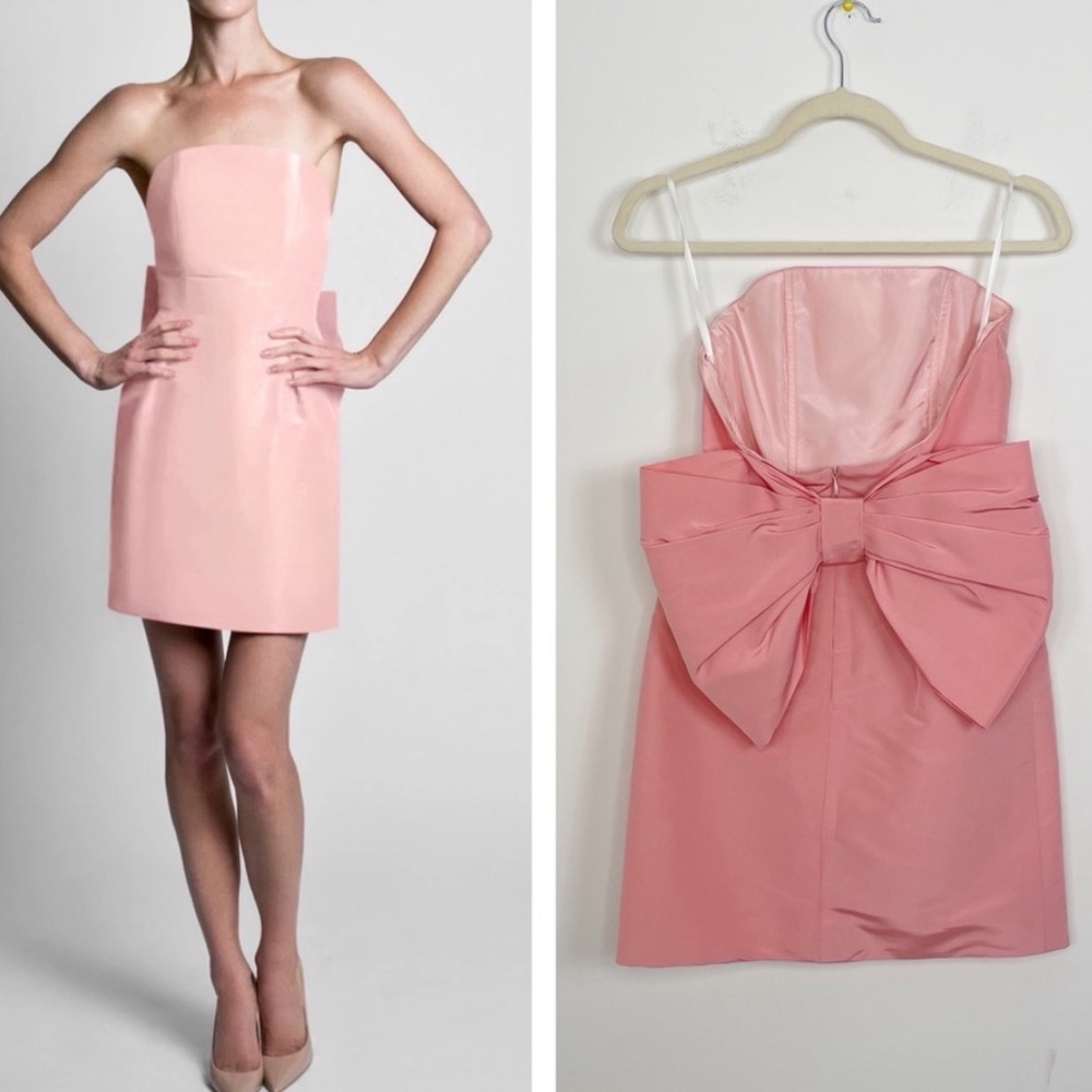 Alexia Maria Silk Faille Bow Back Mini Dress